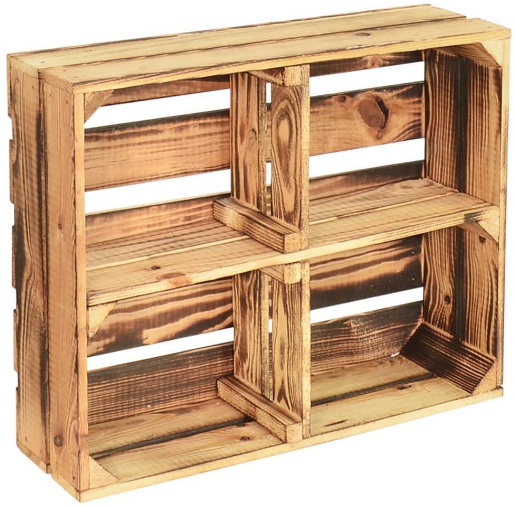 CHICCIE 3 Set Holzregal Schmalhanz 50x40x15cm - Hell Geflammt + Regal Holzkiste Bild 1