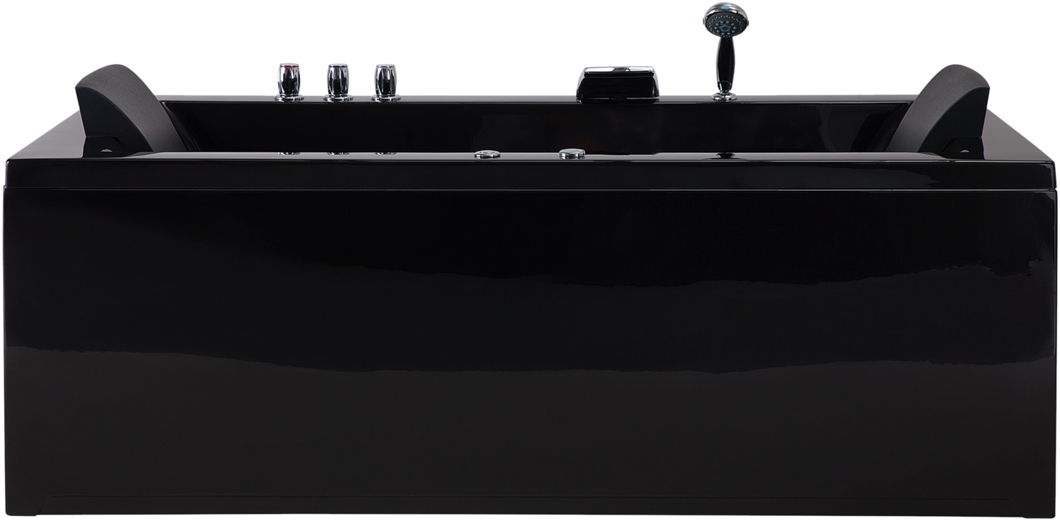 Whirlpool-Badewanne schwarz mit LED links 183 x 90 cm VARADERO Bild 1