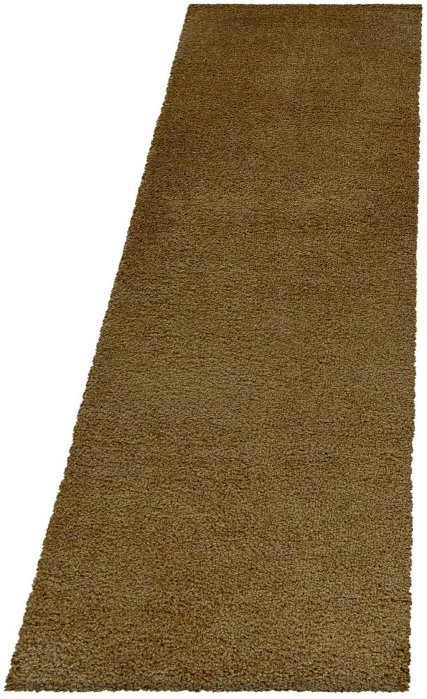 Hochflor Teppich Sima Läufer - 80x250 cm - Goldfarbe Bild 1