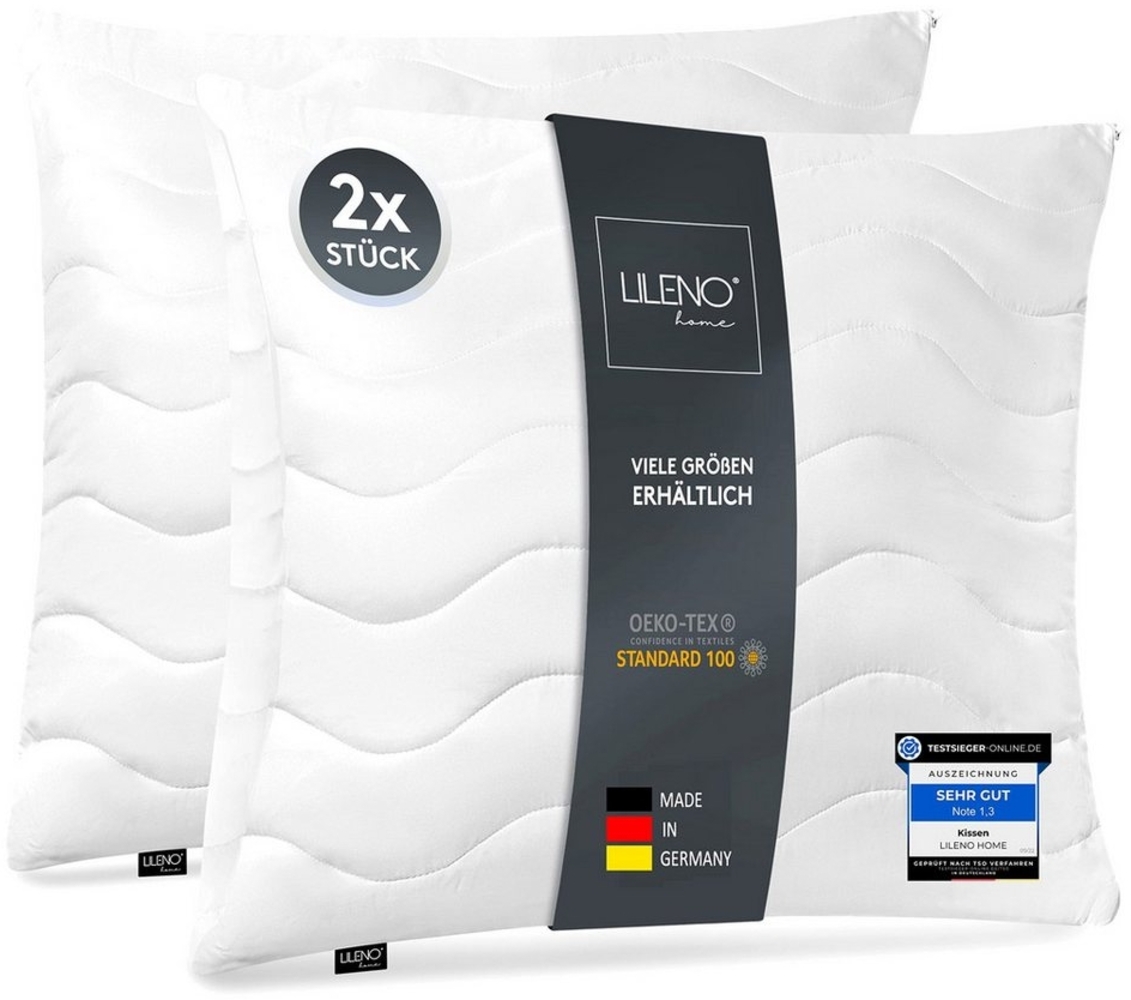 LILENO HOME Kopfkissen - gestepptes Kissen in verschiedenen Größen - Made in Germany, Füllung: 100% Polyester, Rückenschläfer, Seitenschläfer, Bauchschläfer, Set, 2er Set, Kopfkissen 65x65 cm, allergikergeeignet, Bettkissen oder Dekokissen Bild 1