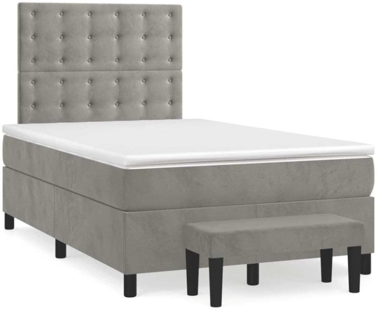 vidaXL Boxspringbett mit Matratze Hellgrau 120x190 cm Samt 3270493 Bild 1