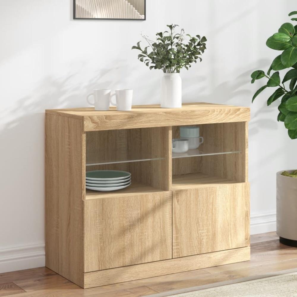 vidaXL Sideboard mit LED-Leuchten Sonoma-Eiche 81x37x67 cm 836660 Bild 1