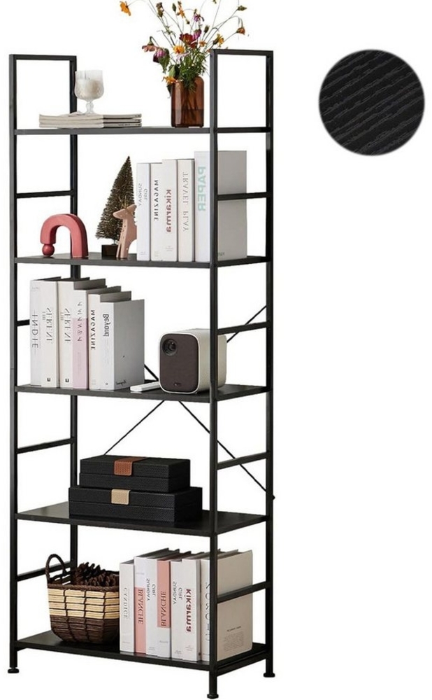 SURFOU Bücherregal Standregal Bookshelf Regal Stehend mit 5 Ebenen, Metallrahmen Freistehendes Regal Wohnzimmer Schlafzimmer Arbeitszimmer Bild 1