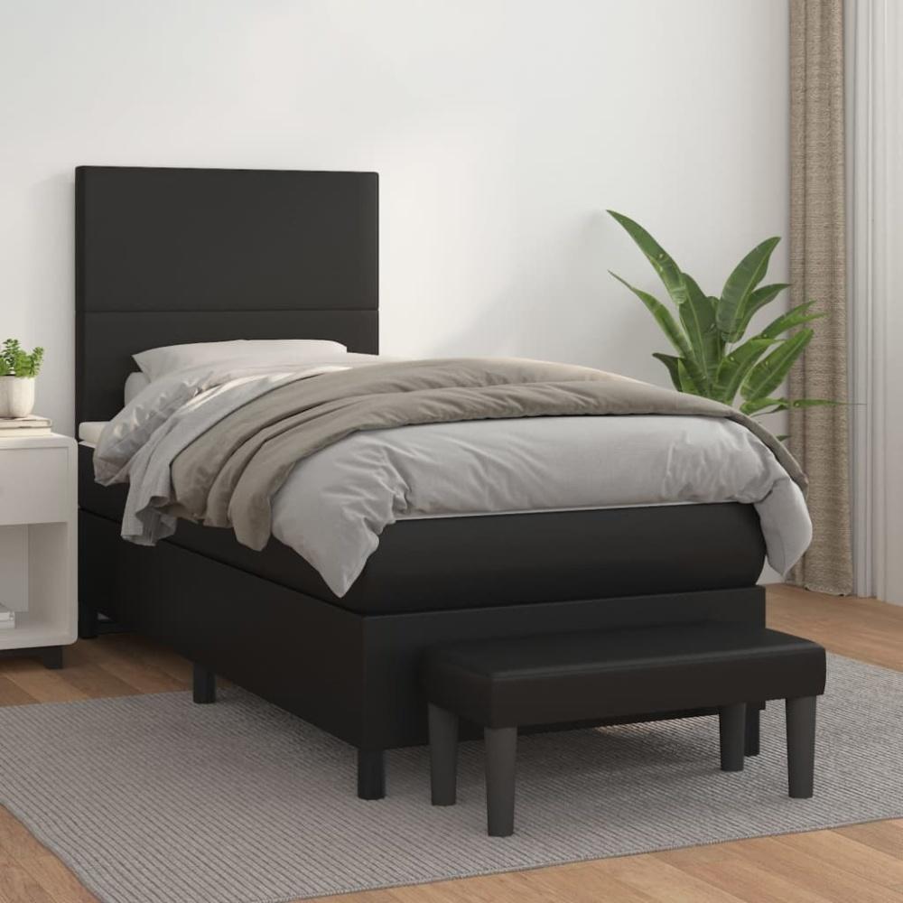 vidaXL Boxspringbett mit Matratze Schwarz 90x200 cm Kunstleder 3137521 Bild 1