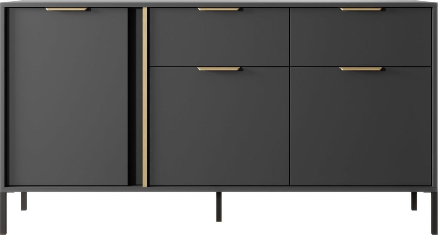 Furnix Highboard LARSONS 153 3D2S B Wohnzimmerkommode Flügeltüren Gestell Anthrazit, B153,1 x H81,4 x T39,5 cm, Metallfüße Bild 1