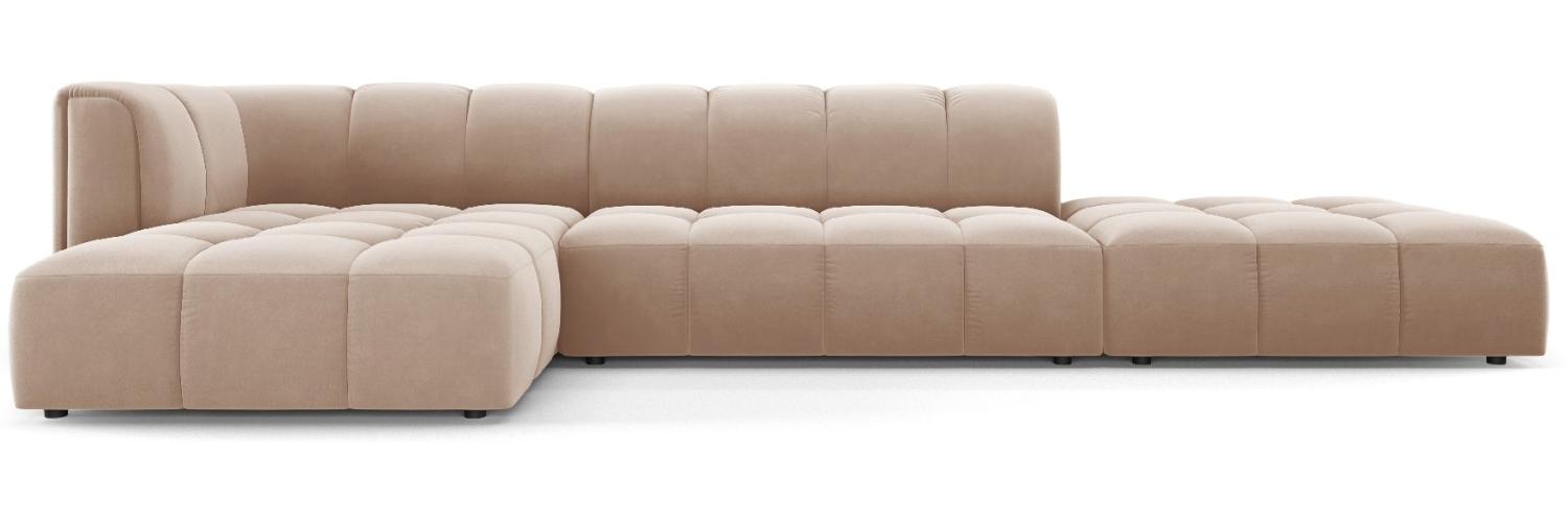 Micadoni Modulares Ecksofa Serena 5-Sitzer, offene Seite, Samtstoff Beige, Beige, Links Bild 1