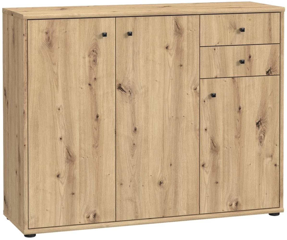 Kommode >Tembi< in Artisan Eiche - 108,8x85,5x34,8cm (BxHxT) Bild 1