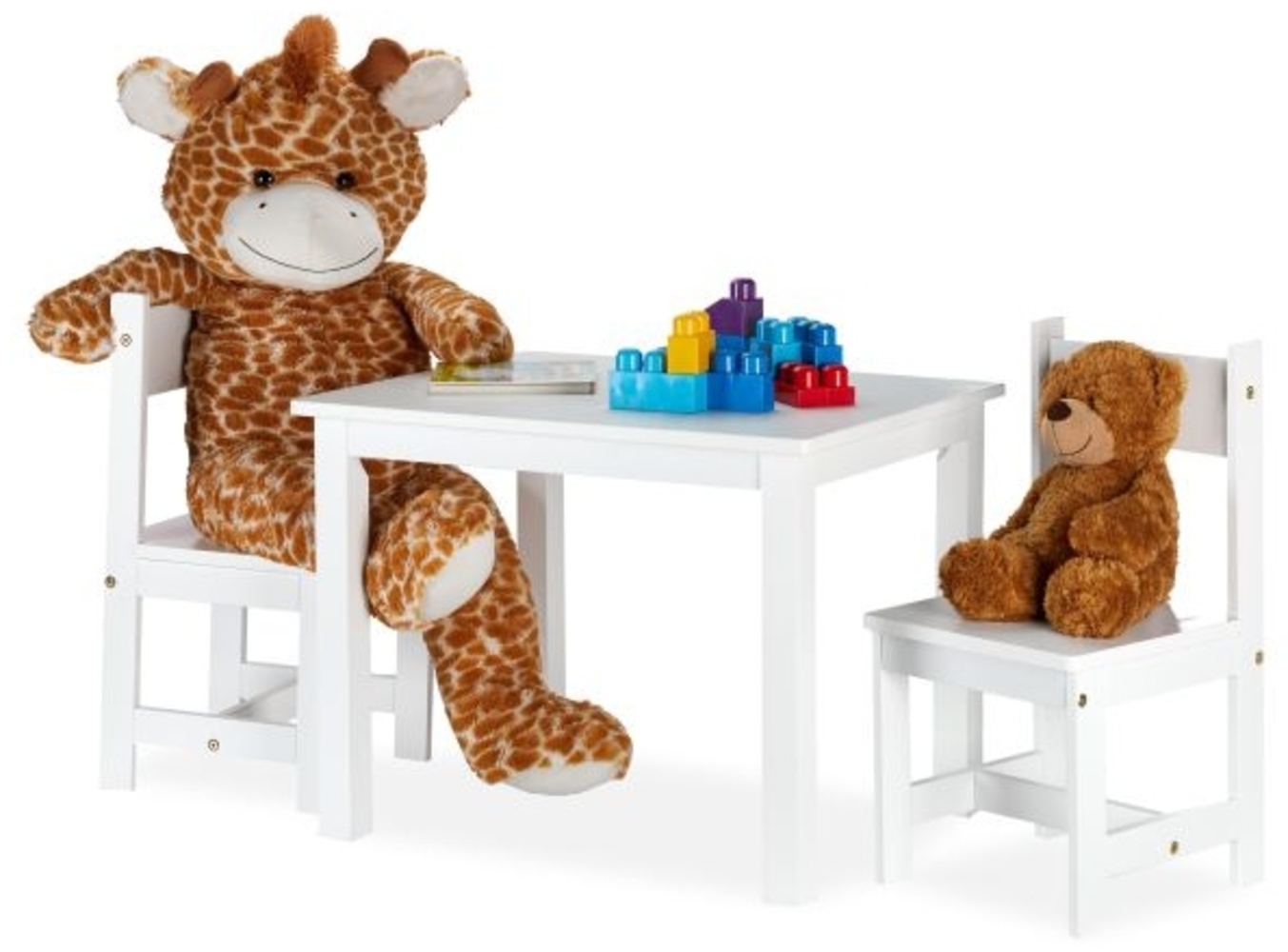 Relaxdays Kindersitzgruppe mit 2 Stühlen, Holz MDF Weiß Bild 1