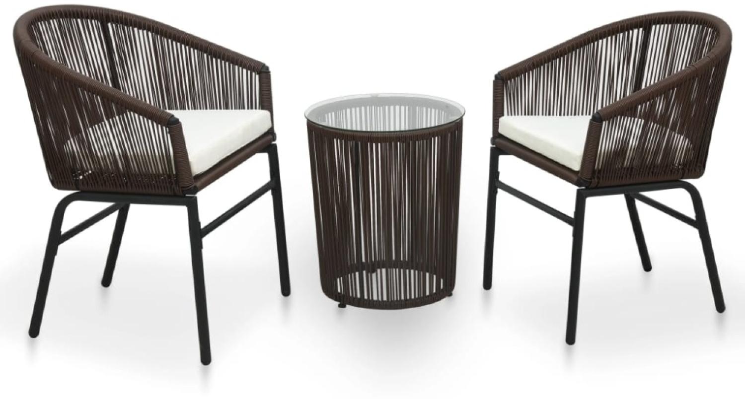 vidaXL 3-tlg. Bistro-Set mit Kissen PE-Rattan Braun 48139 Bild 1