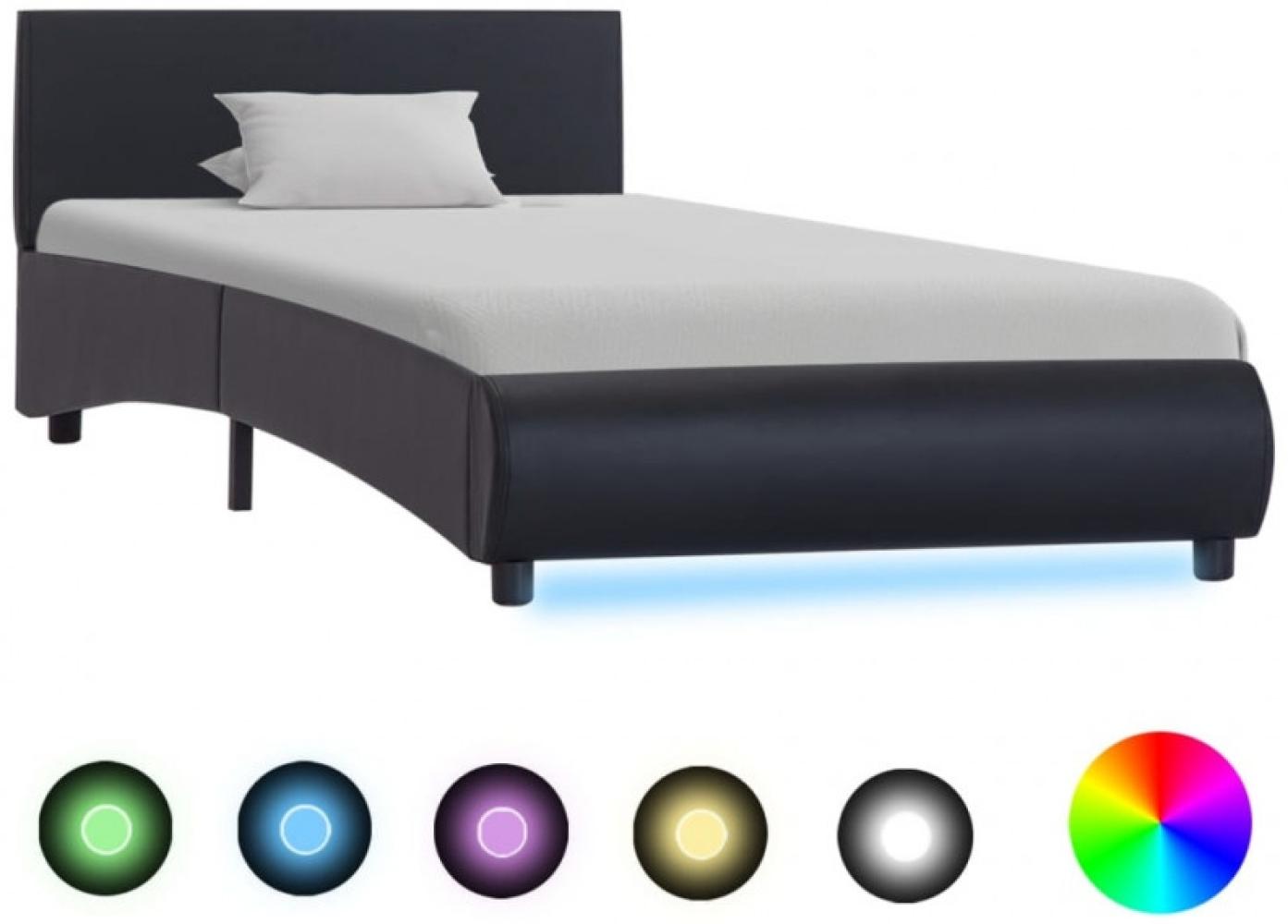 Bettgestell mit LED Schwarz Kunstleder 90x200 cm, Mit Beleuchtung [285480] Bild 1