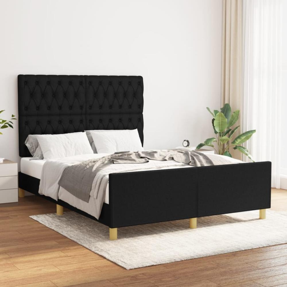 Doppelbett mit Kopfteil Stoff Schwarz 140 x 200 cm [3125302] Bild 1