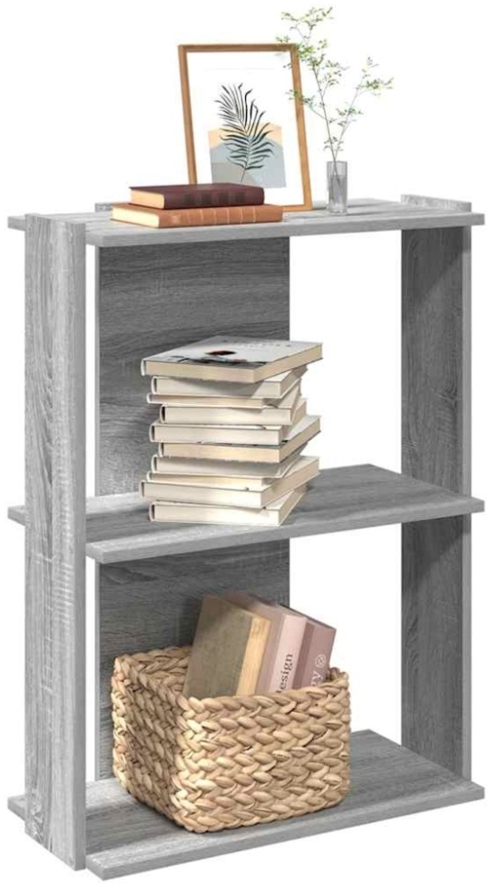 vidaXL Bücherregal 3 Böden Grau Sonoma 60x30x80 cm Holzwerkstoff Bild 1