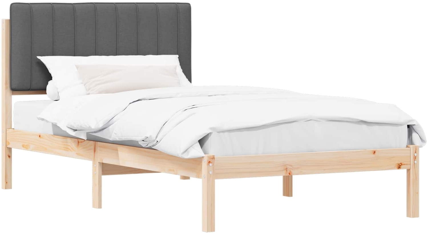 vidaXL Bettgestell mit gepolstertem Kopfteil Dunkelgrau 100 x 200 cm 878070 Bild 1