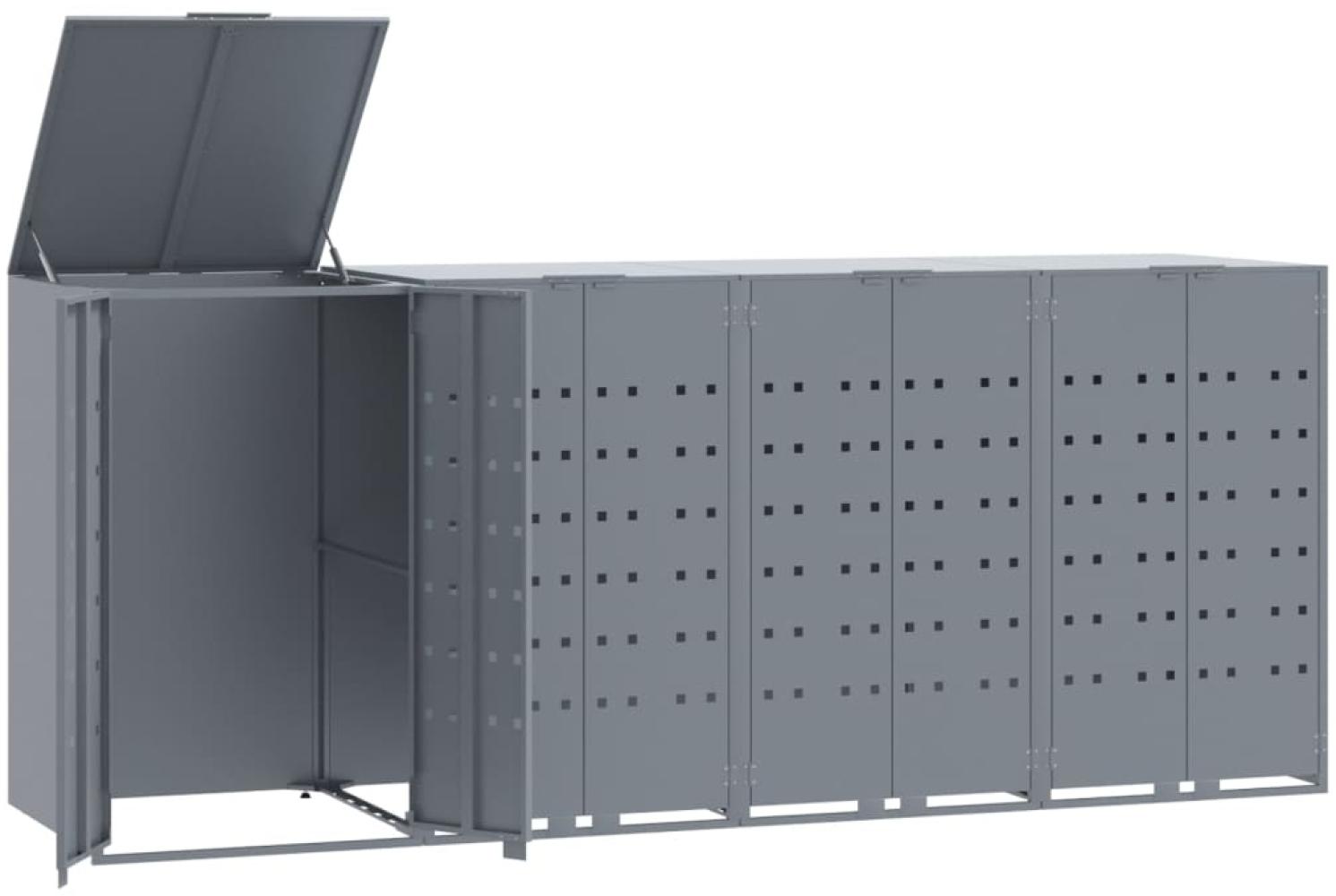 vidaXL Mülltonnenbox für 4 Tonnen Grau 276x79x117 cm Stahl 3279989 Bild 1