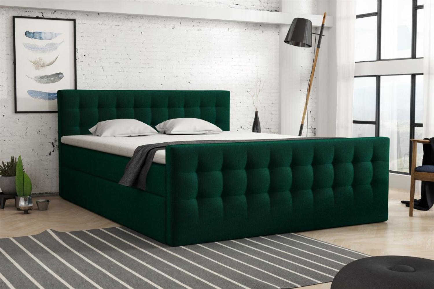 Boxspringbett Schlafzimmerbett ANKER Deluxe 180x200cm in Stoff Monolith Grün Bild 1