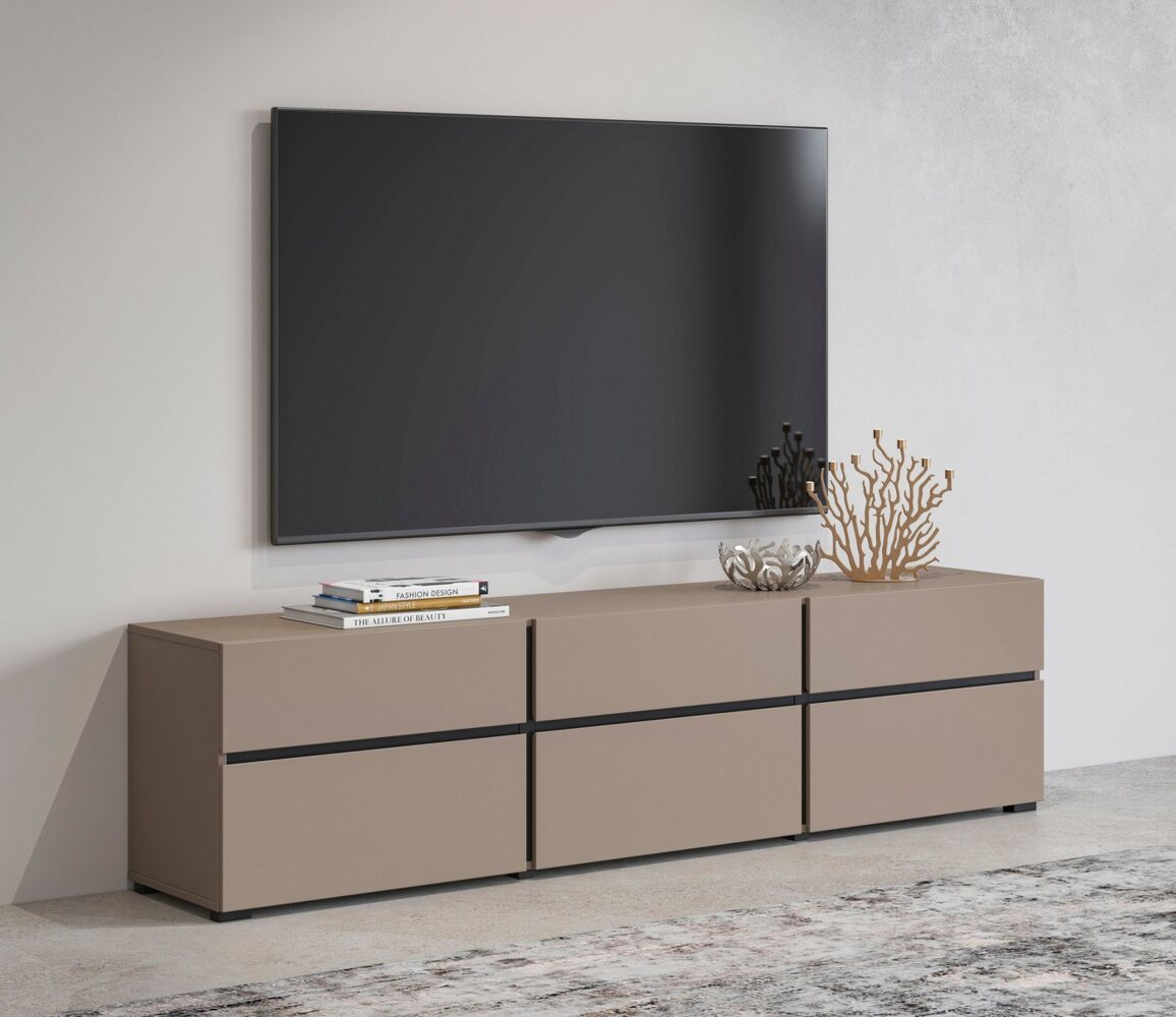 INOSIGN Lowboard Cross, moderne grifflose TV-Kommode,3 Klappen/3 Schubkästen, Breite 180 cm, TV-Schrank mit viel Stauraum, TV-Board Bild 1