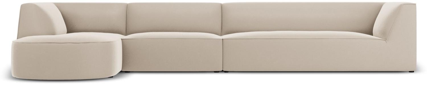 Micadoni 6-Sitzer Samtstoff Modular Ecke links Sofa Ruby | Bezug Beige | Beinfarbe Black Plastic Bild 1