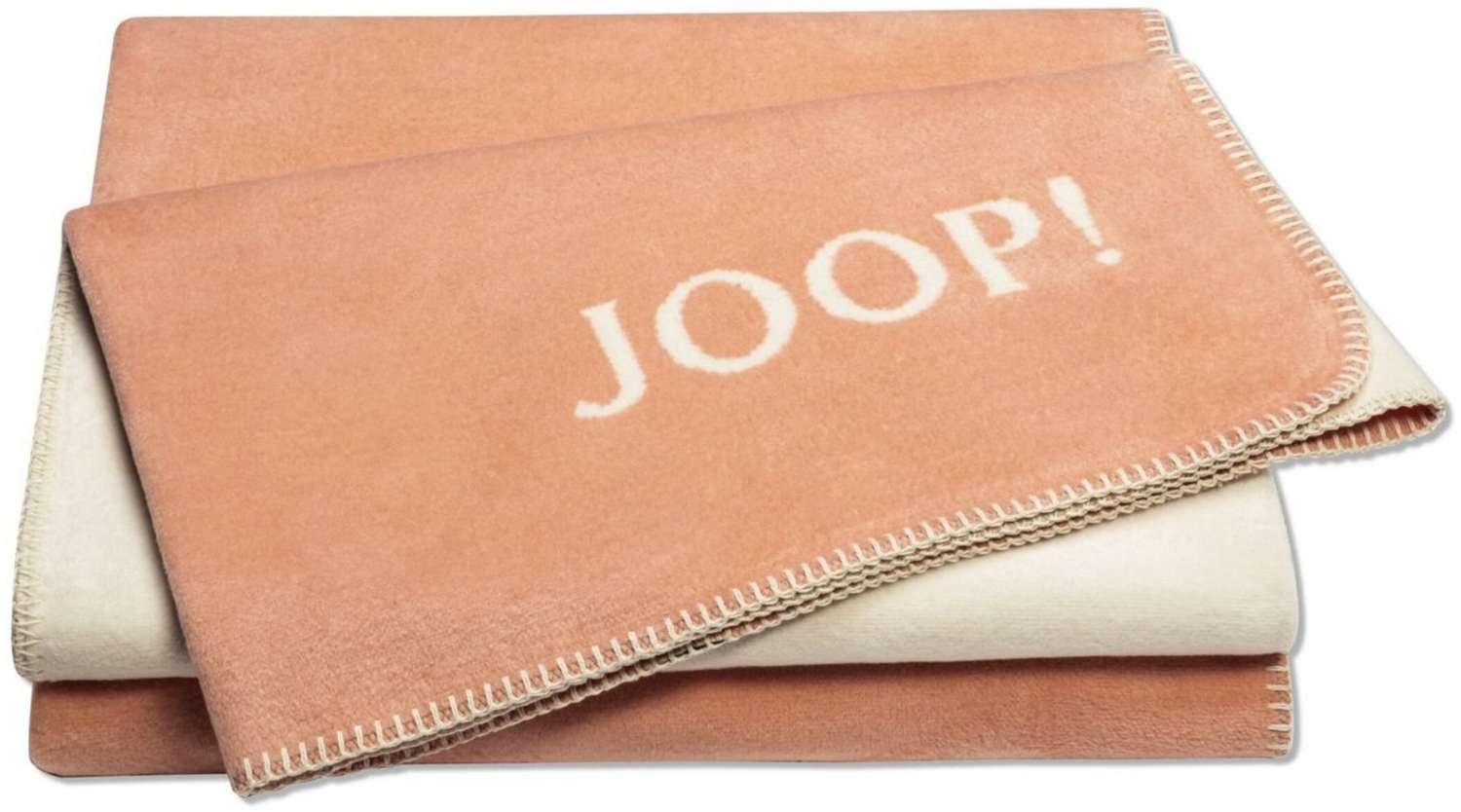 JOOP! 'Uni-Doubleface' Wohndecke, Baumwollmischgewebe, apricot / sand, 150 x 200 cm Bild 1
