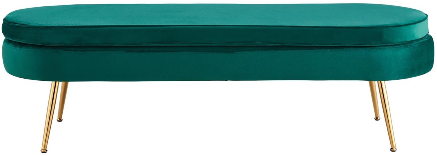 Sitzpouf Oval Grün 142 x 45 cm Samt mit Metallbeinen Gold Bild 1