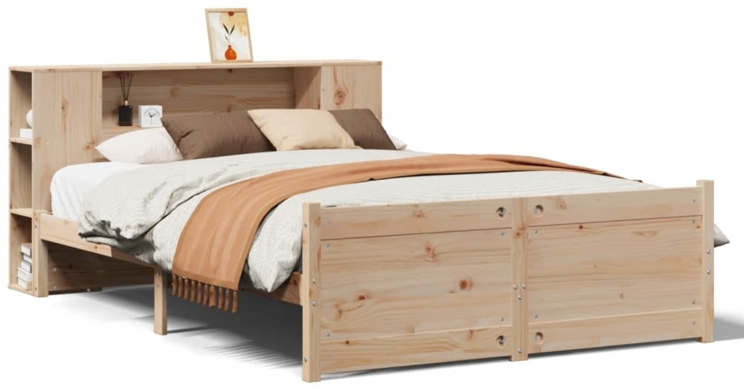vidaXL Massivholzbett mit Regal ohne Matratze 140x200 cm Kiefer 3322437 Bild 1