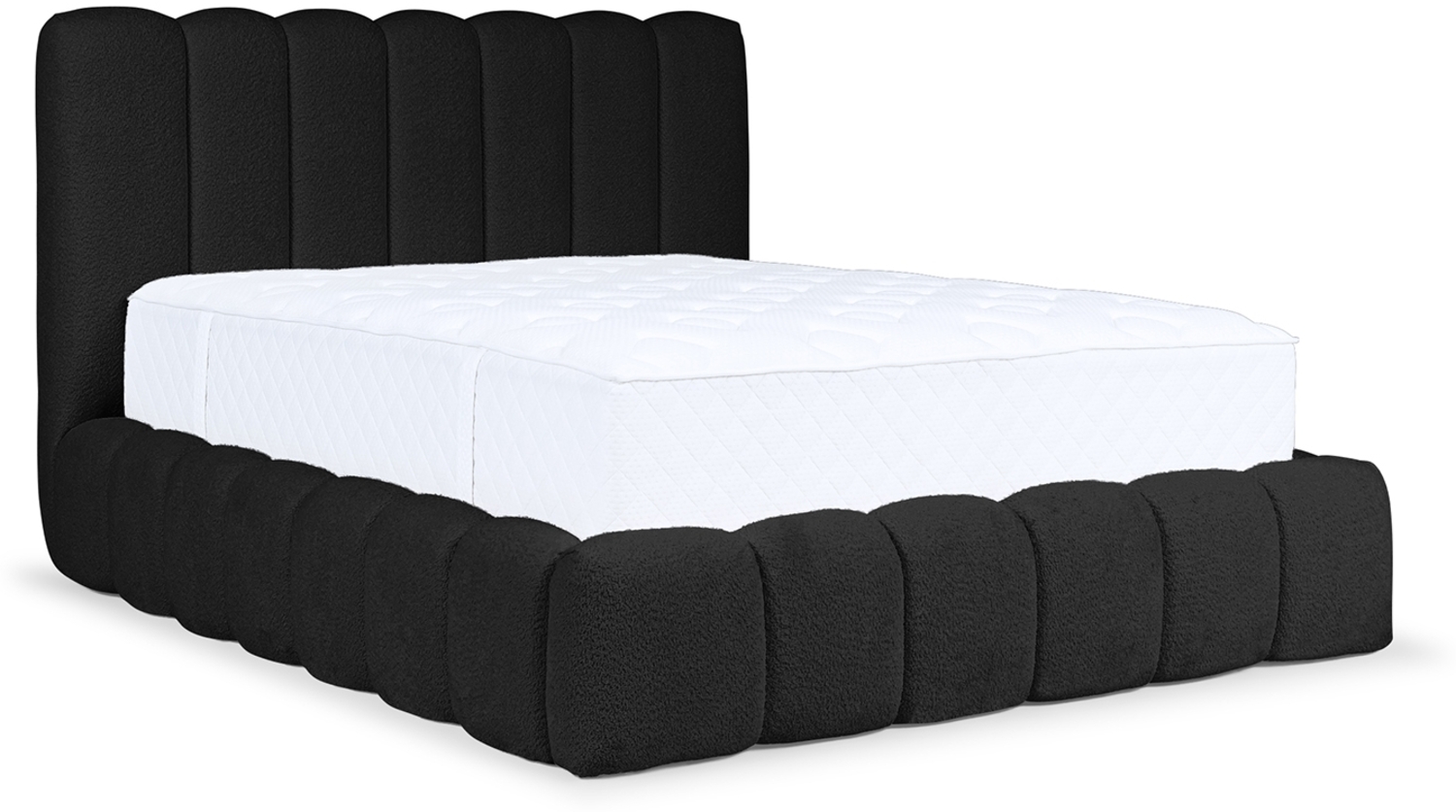 MEBLINI Polsterbett 120x200 mit Lattenrost ohne Matratze - CARLOS - Schwarz Boucle - Bubble Bett - Cloud Bett - Marshmallow Bed - Kopfteil Bett mit Stauraum Bild 1