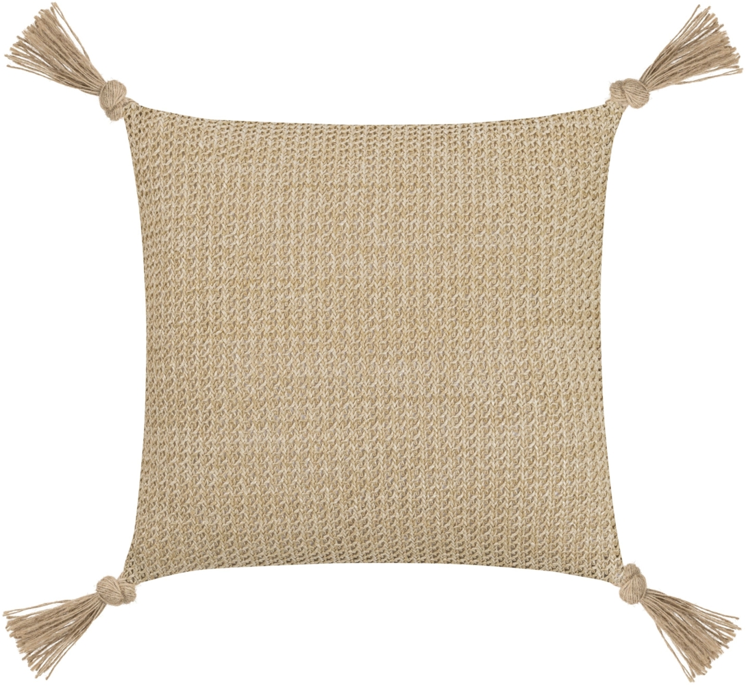 Kissenhülle Dekokissenhülle Kissenbezug mit Jute und Quasten Tikky Natur/Beige Bild 1