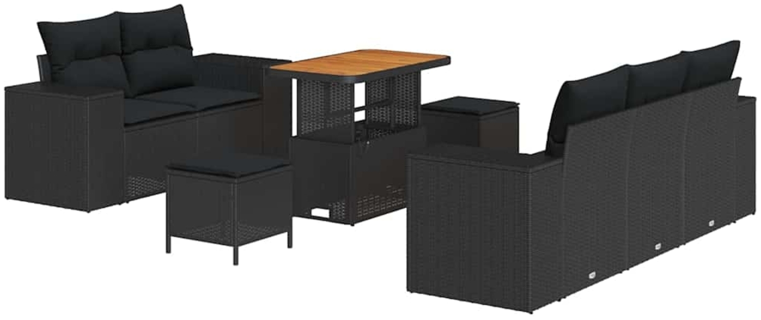 vidaXL Gartensofa-set mit Kissen mit Kissen 8 pcs Schwarz Poly Rattan 3363899 Bild 1