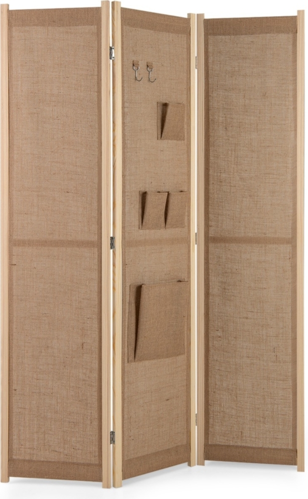 170 x 121 cm Paravent mit 2 Haken & 4 Aufbewahrungstaschen Raumteiler Trennwand Bild 1