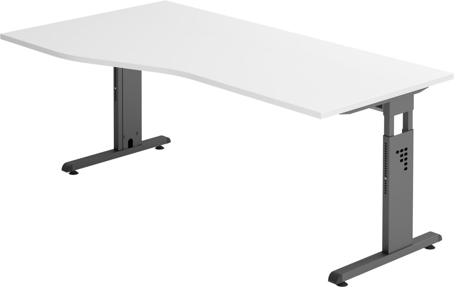 bümö® Schreibtisch O-Serie höhenverstellbar, Tischplatte 180 x 100 cm in weiß, Gestell in graphit Bild 1