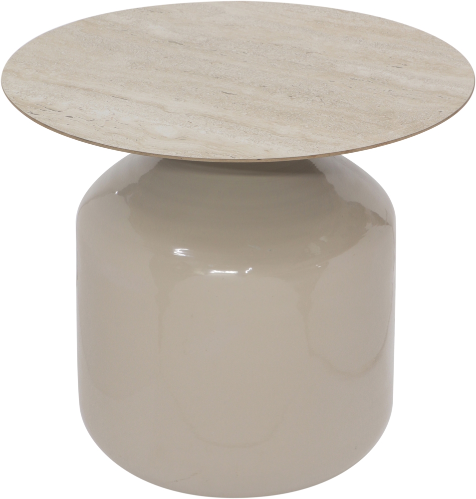 MIRRORS AND MORE 'Alya' Beistelltisch Metall /Keramik, taupe, Ø50x46 cm Bild 1