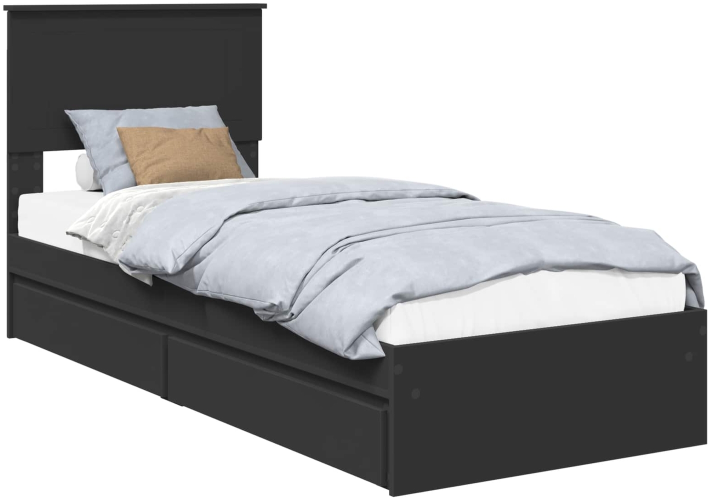 vidaXL Aufbewahrungsbett Schwarz 75x190 cm Holzwerkstoff 3410848 Bild 1