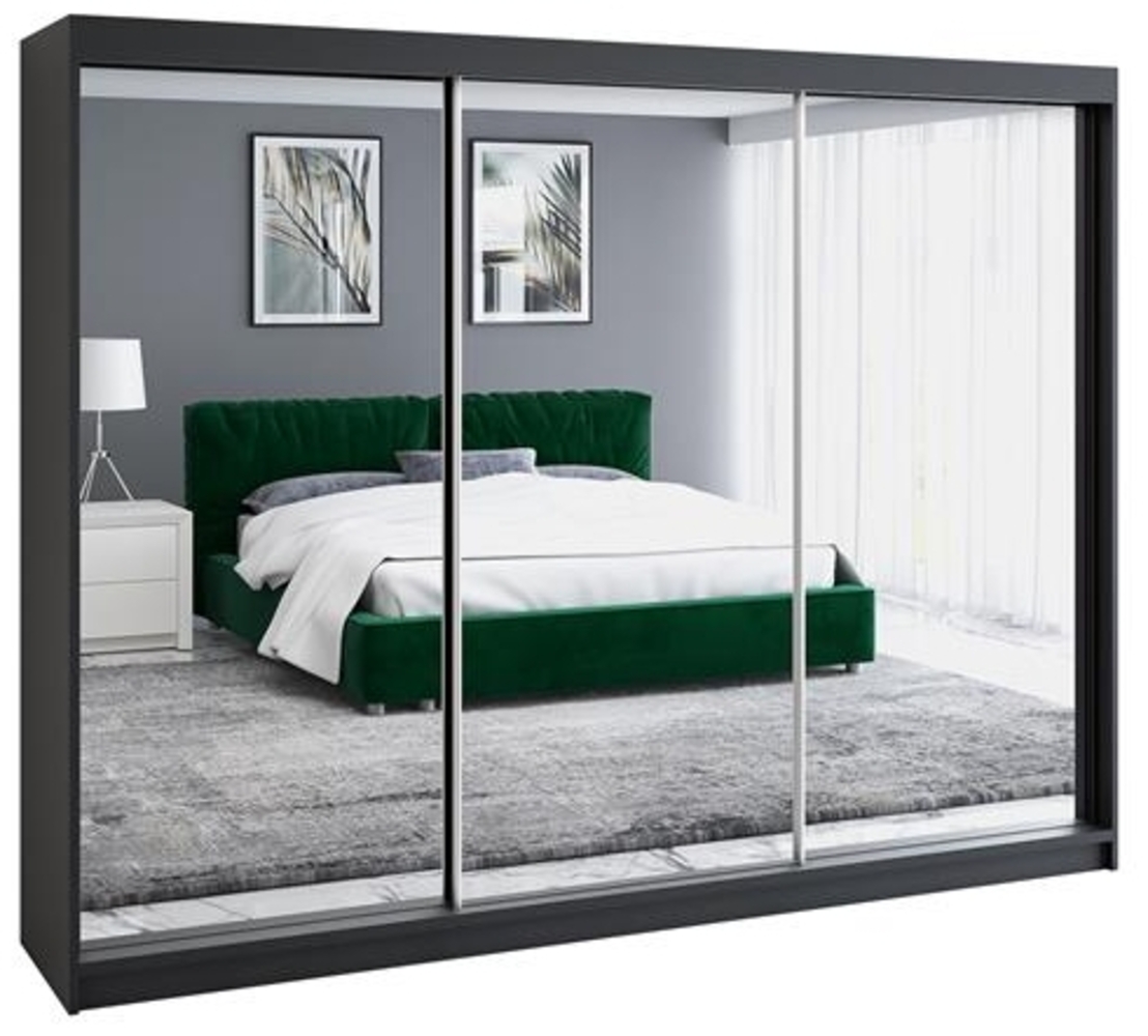 A&J MöbelLand Schwebetürenschrank ULMA 200 cm 3-türig Schrank 4 Schubladen 3 Spiegel Bild 1