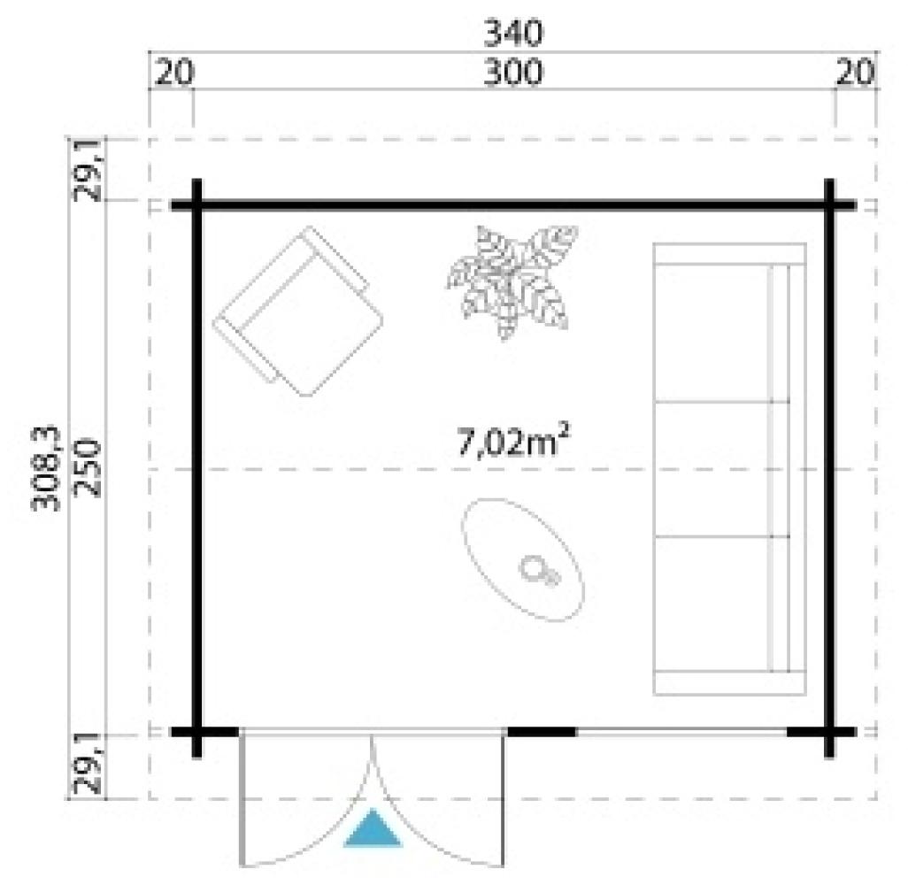 Lasita Maja Holz Gartenhaus Alex | Lichtgrau | 340 cm | Lichtgrau Bild 1