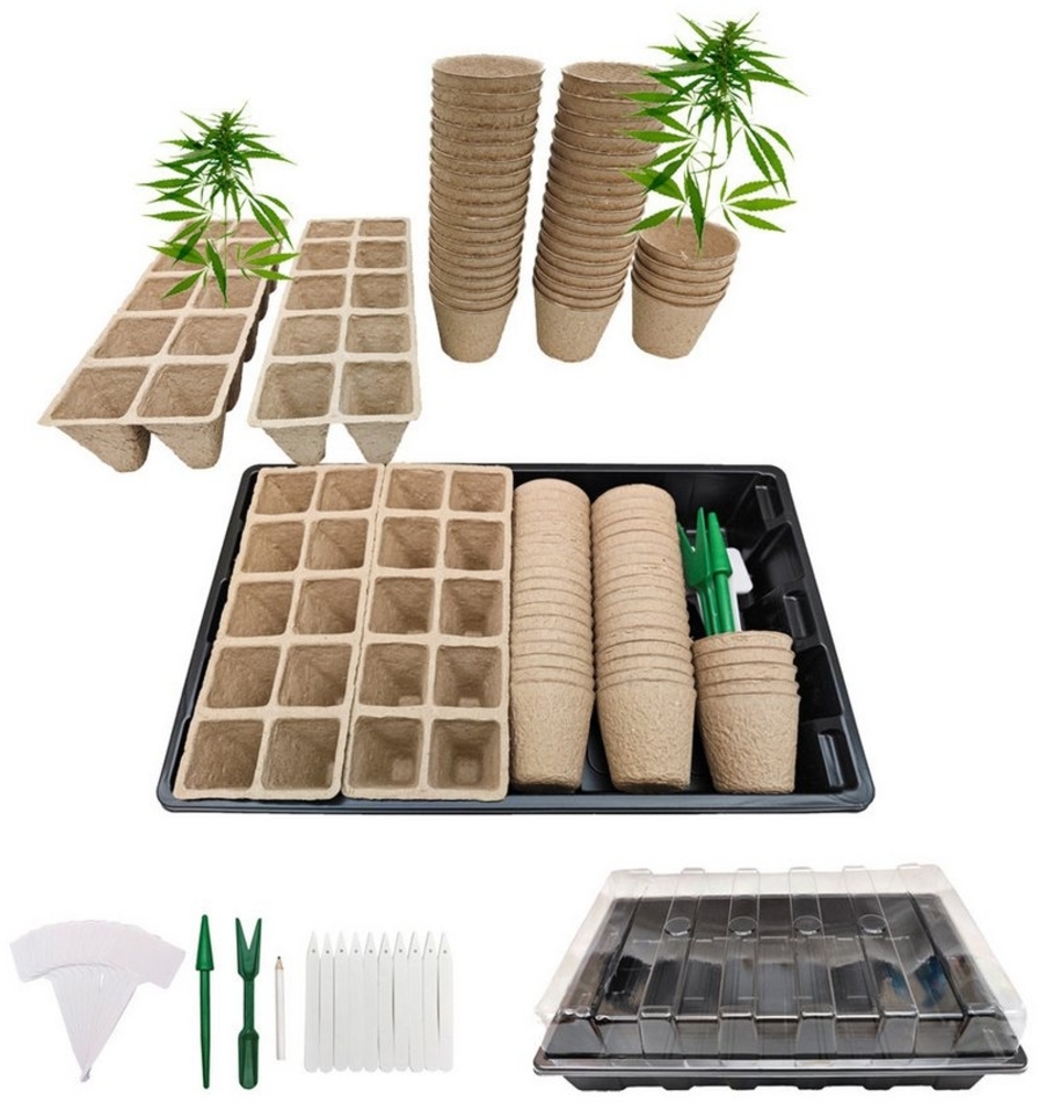 LB H&F Lilienburg Anzuchttablett XXL Anzucht-Set Stecklinge Hanf & Cannabispflanzen Zimmergewächshaus (gewächshaus pflanztopf blumentopf weed samen steckling starter, growset gras cannabissamen cannabisstecklinge anzucht set), 67 tlg. Set - Bild 1