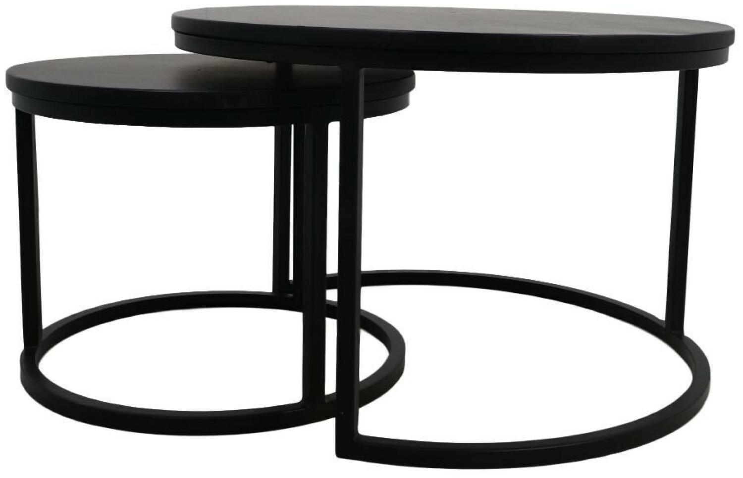 HSM COLLECTION Young Industrial Couchtisch Set Nero - ø70 - Mangoholz / Schwarz (2er-Set) Bild 1