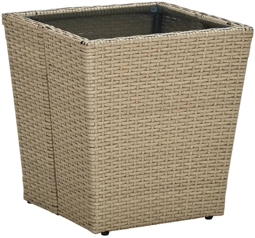 vidaXL Beistelltisch Beige 41,5x41,5x44 cm Poly Rattan und Hartglas 310557 Bild 1