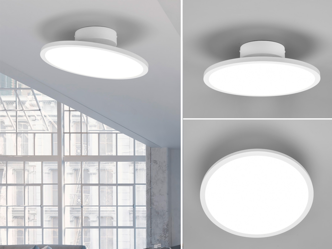 LED Deckenleuchte TRAY einflammig schwenkbar dimmbar Weiß, Ø 40cm Bild 1