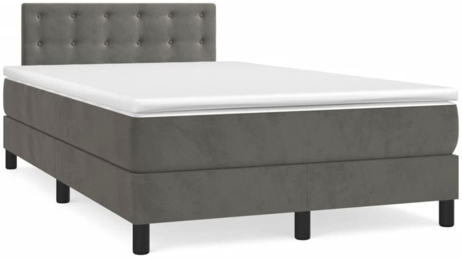 vidaXL Boxspringbett mit Matratze Dunkelgrau 120x190 cm Samt 3269862 Bild 1