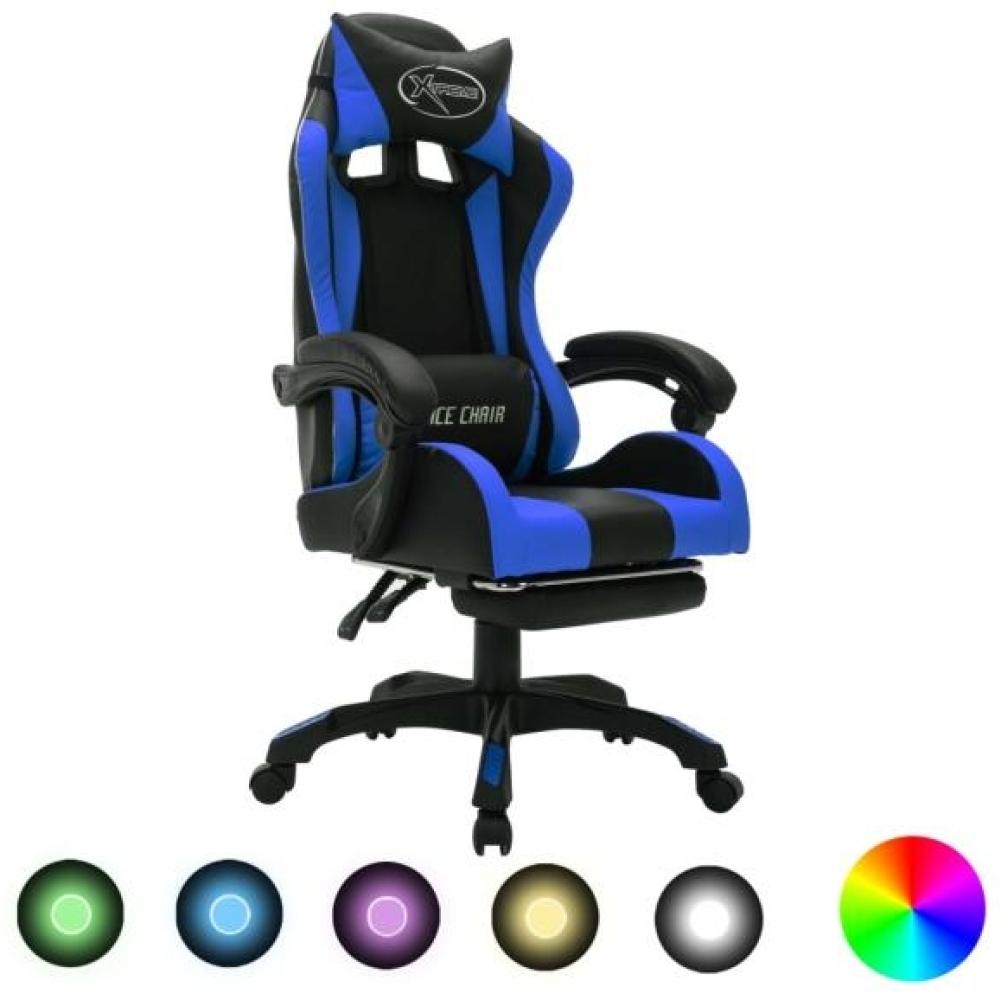 vidaXL Gaming-Stuhl mit RGB LED-Leuchten Blau und Schwarz Kunstleder 288006 Bild 1