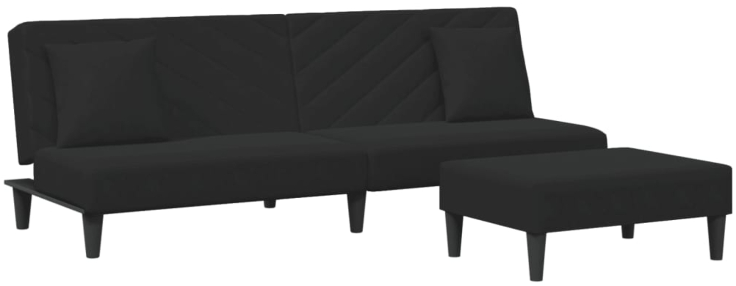vidaXL 2-tlg. Sofagarnitur mit Kissen Schwarz Samt 3216265 Bild 1