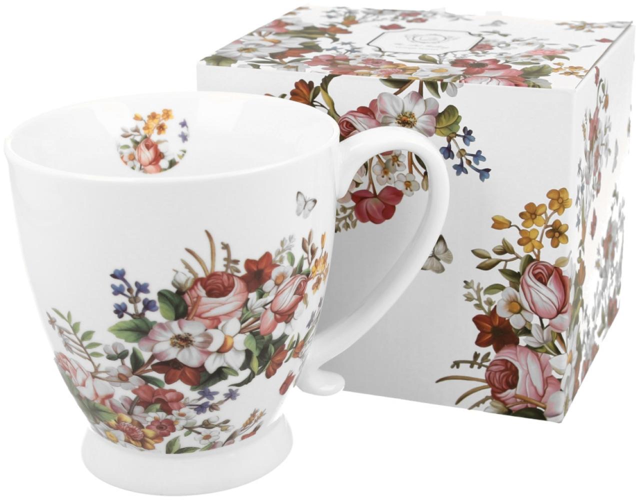 DUO FLORAL Jumbobecher 480 ml VINTAGE FLOWERS WHITE mit Fuß, New Bone China Porzellan Bild 1