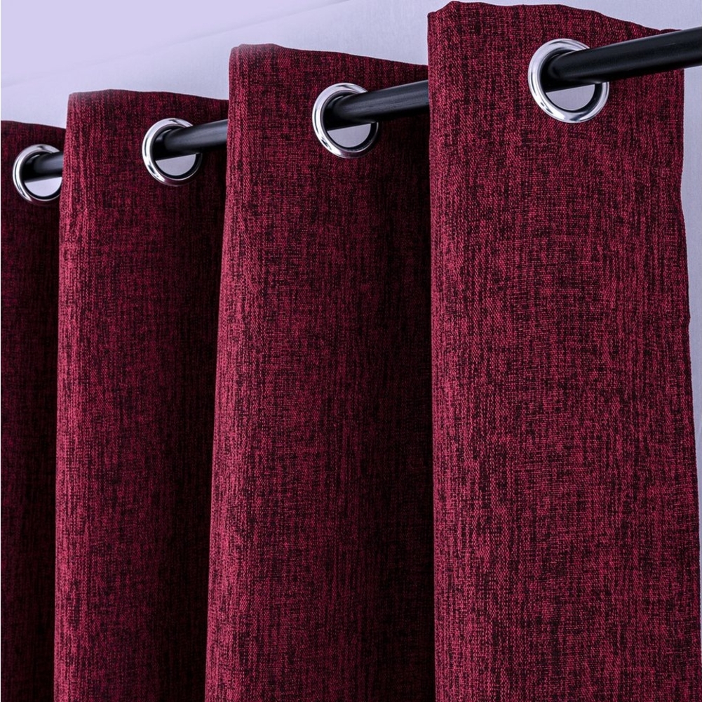 Brilliant Gardine / Grobgewebt / Bordeaux / Öse / 140x245cm / Blickdicht / #9001, Blickdicht Bild 1