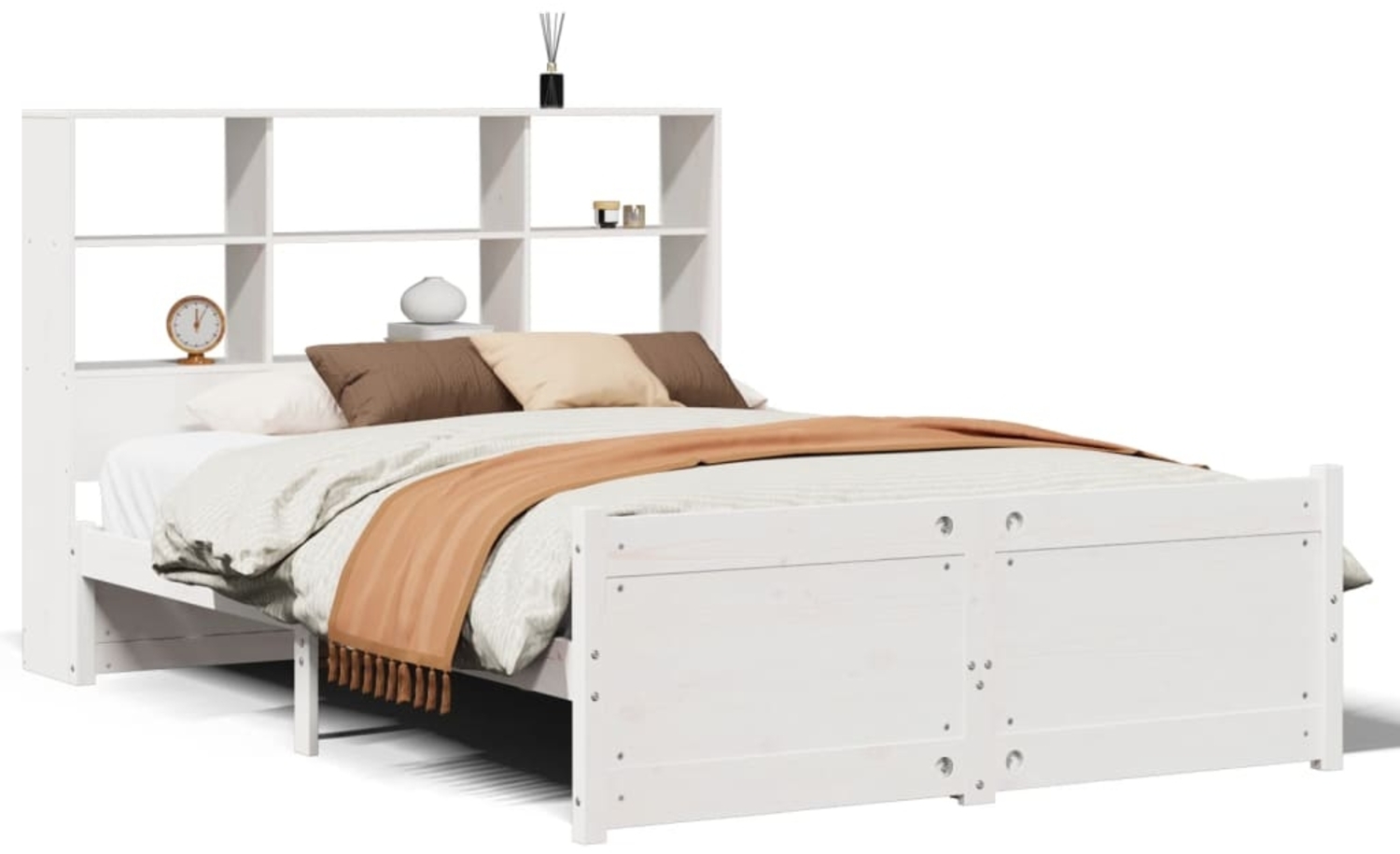 vidaXL Massivholzbett mit Regal ohne Matratze Weiß 120x200 cm Kiefer 3322470 Bild 1