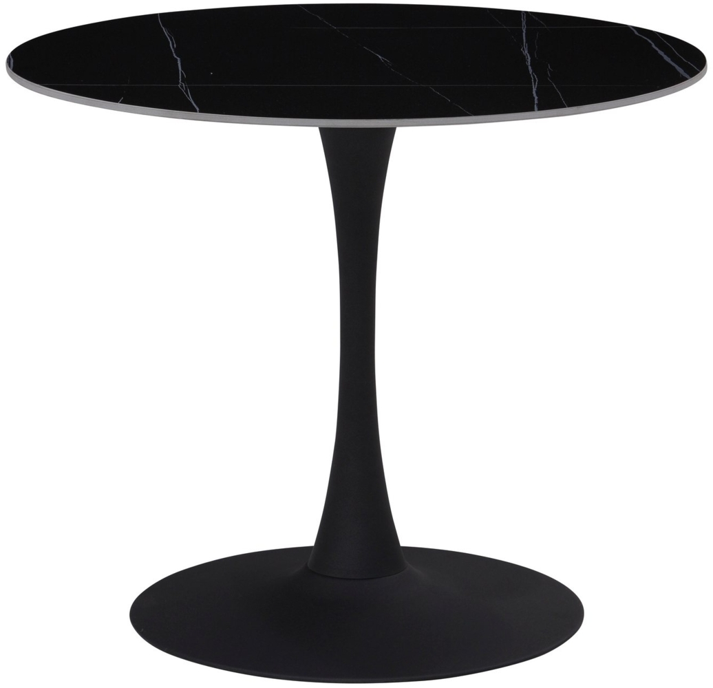 Hela Tische, Esstisch Rund Paola, Dekor Marmoroptik, Steinplatte-Sintered Stone 16mm Matt Schwarz, Maß Ø90x75 cm Bild 1