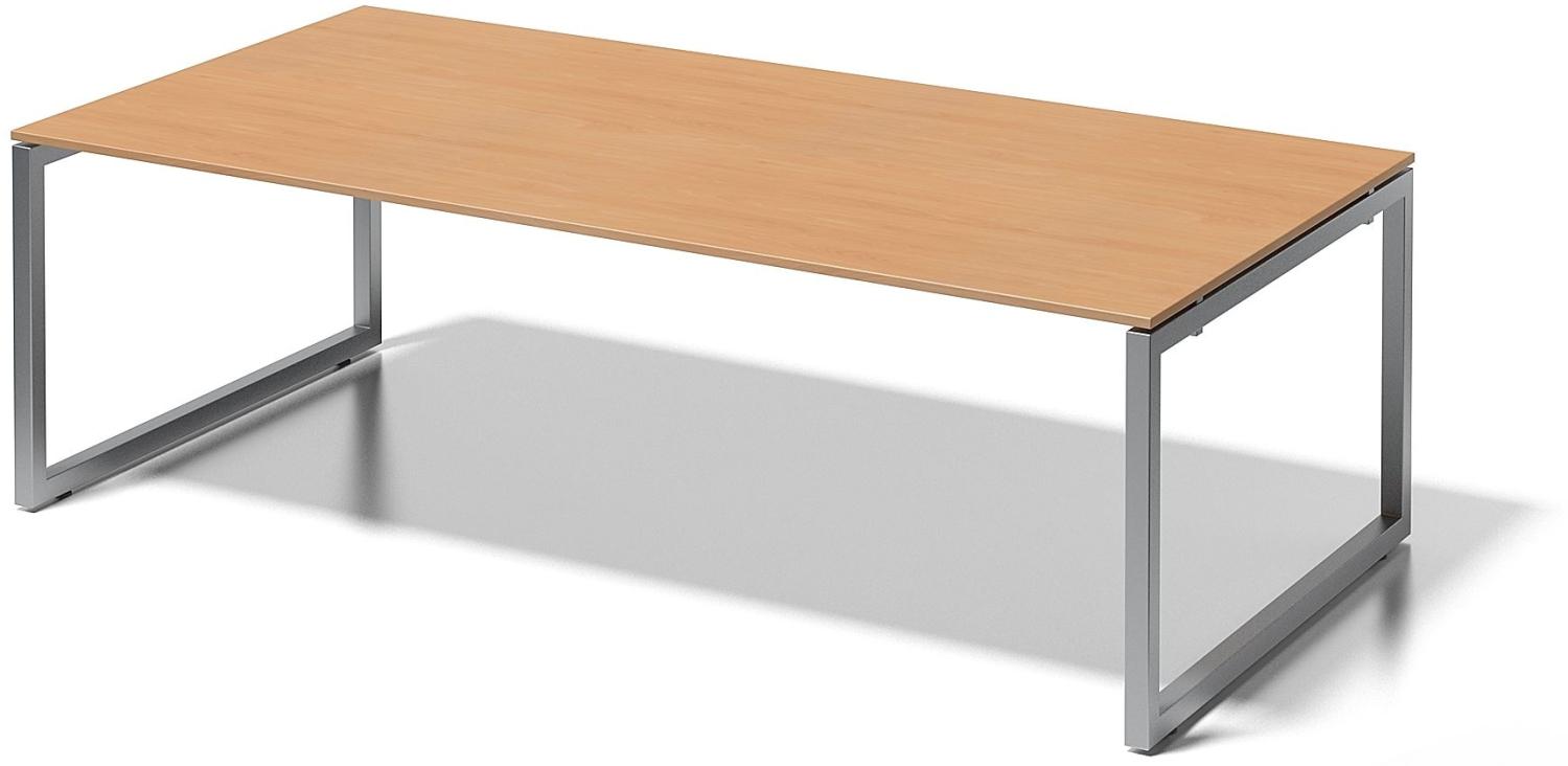 Cito Chefarbeitsplatz/Konferenztisch, 740 mm höhenfixes O-Gestell, H 19 x B 2400 x T 1200 mm, Dekor buche, Gestell silber Bild 1