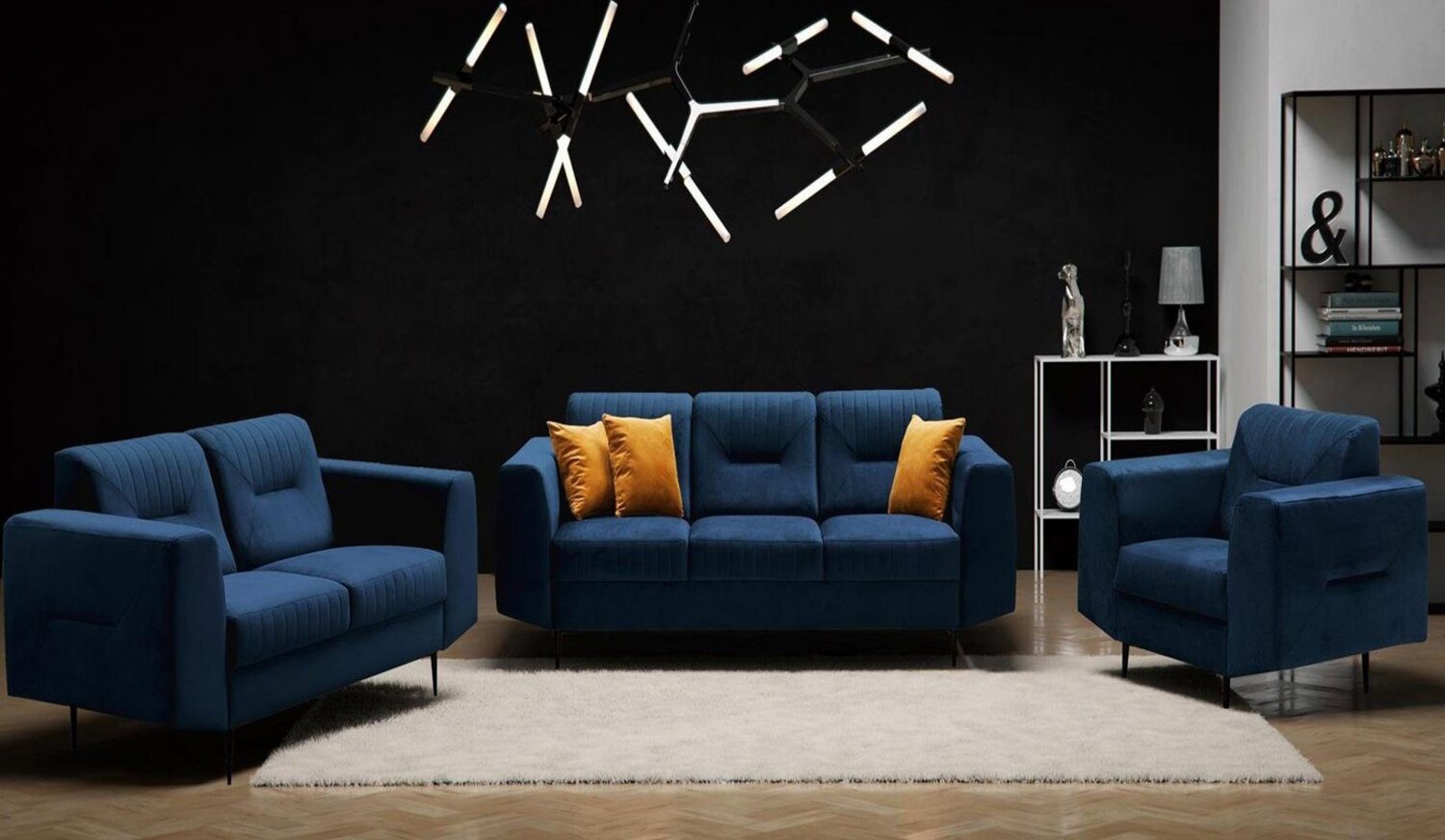 Beautysofa Polstergarnitur VENEZIA Die Lieferung beinhaltet Beiträge zur Wohnung, (Sessel + 2-Sitzer Sofa + 3-Sitzer Sofa im modernes Design), mit Metallbeine, Couchgarnituren aus Velours Bild 1