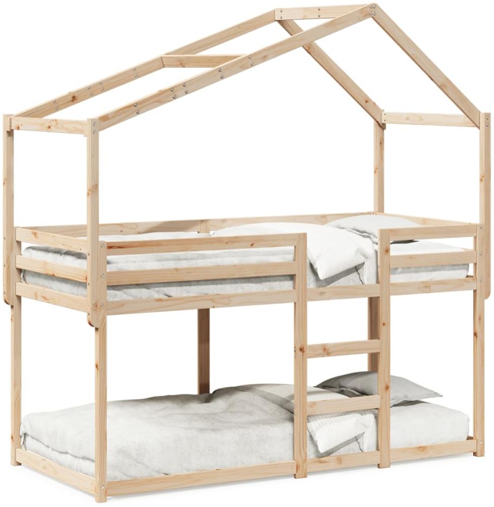 vidaXL Etagenbett mit Dach 75x190 cm Massivholz Kiefer 3282049 Bild 1