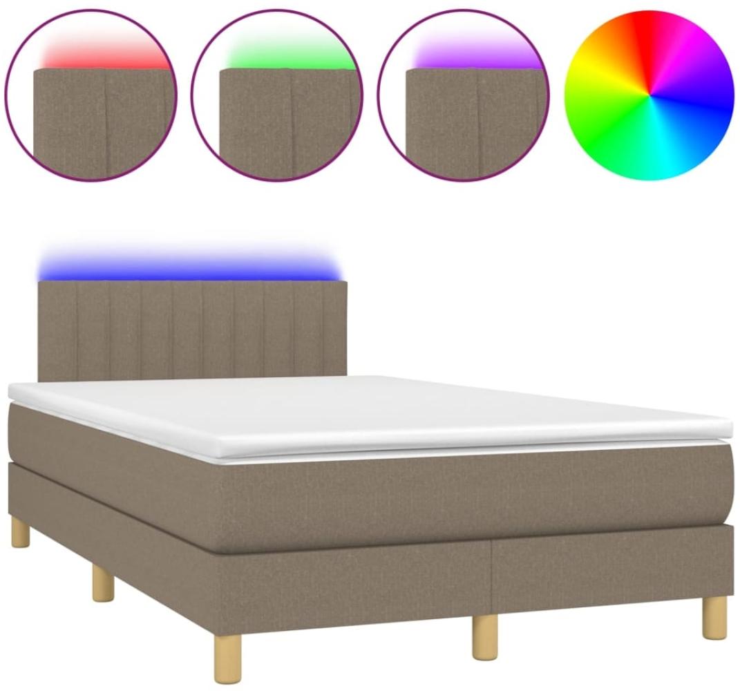 vidaXL Boxspringbett mit Matratze & LED Taupe 120x190 cm Stoff 3270106 Bild 1
