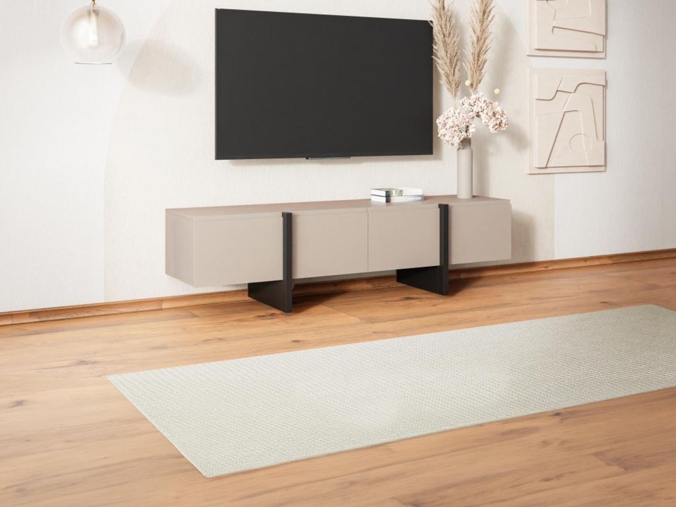 Vente-unique - TV-Möbel mit 4 Türen - MDF - Beige & Schwarz - LUVONIA Bild 1