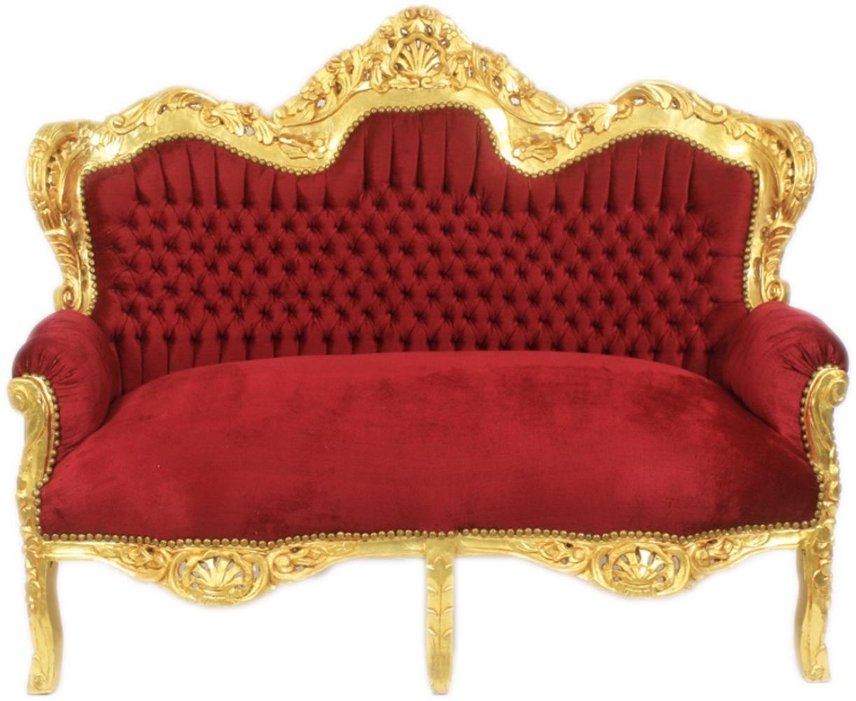 Casa Padrino Barock 2-er Sofa King Bordeaux / Gold - Barock Möbel Bild 1